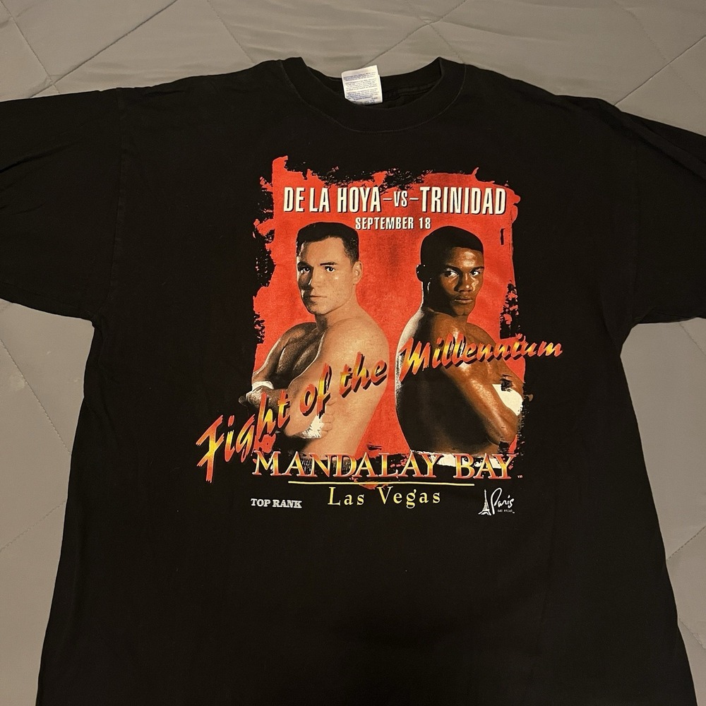 Vintage 1999 Oscar De La Hoya vs Felix Trinidad Boxing Shirt Mandalay Bay RARE